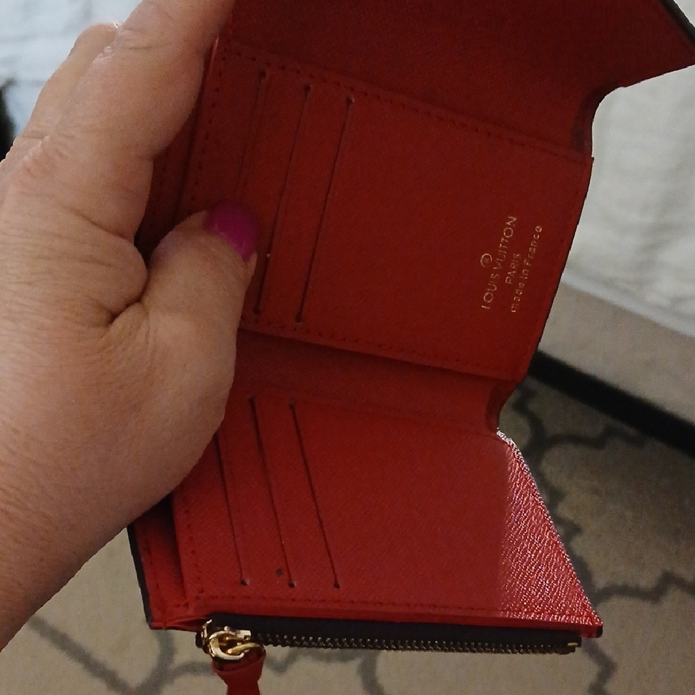 Louis Vuitton Red Leather Compact Card Holder Fashion Wallet.